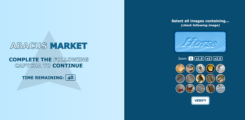 Abacus Market official Tor interface overview